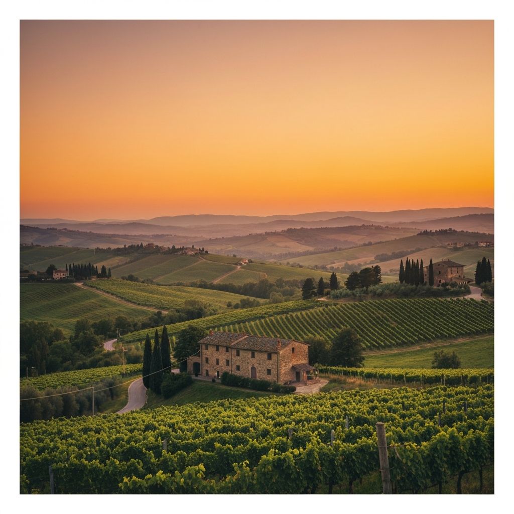 Paisagem italiana com vinhedos